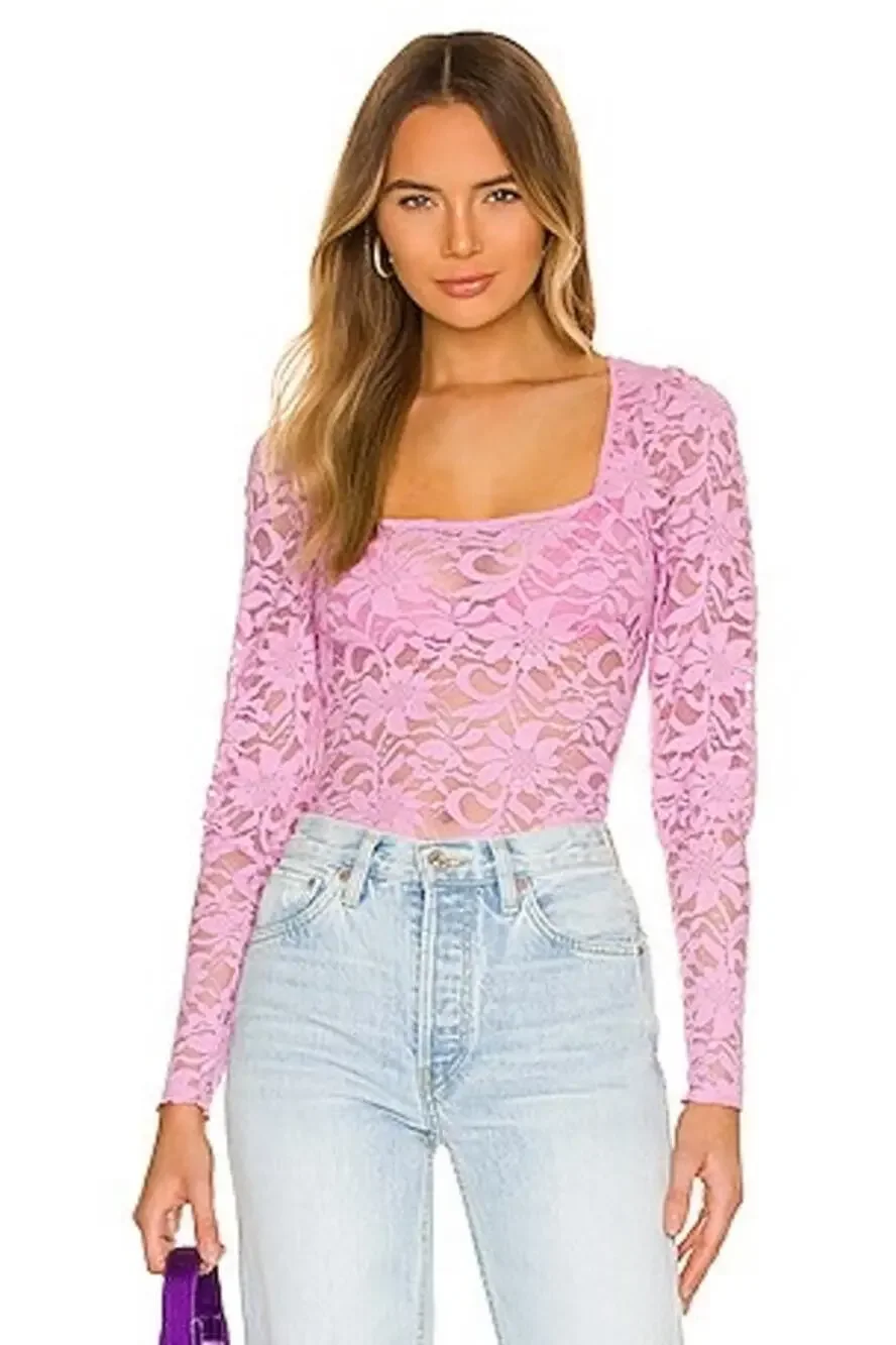 Free People Long Distance Layering Top Pink size Small